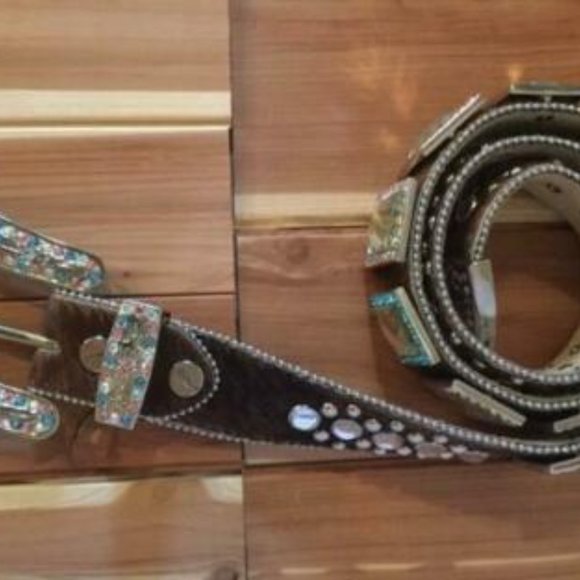 Concho Western Dark Brindle Brown Belt main image 7